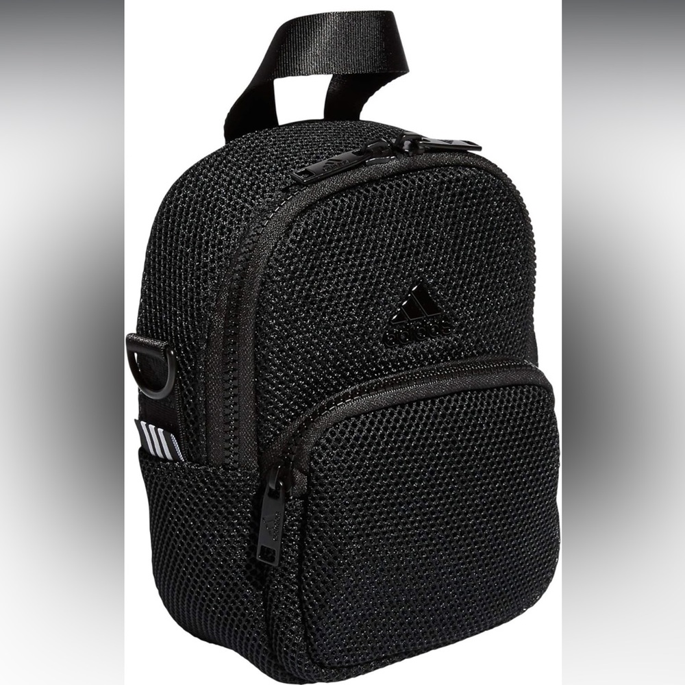 Adidas Black Belt Bag Sporty Mesh Texture